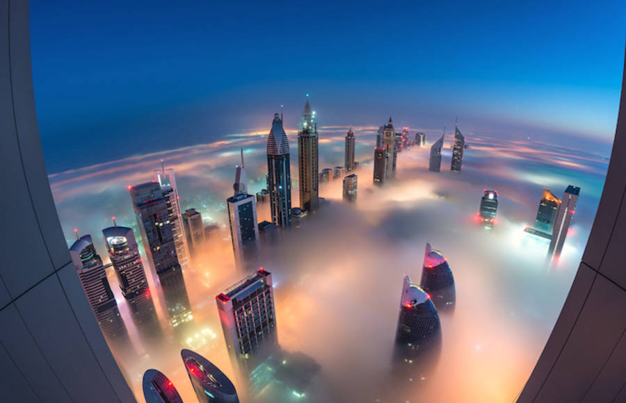 Fog Over Dubai Buildings Photography