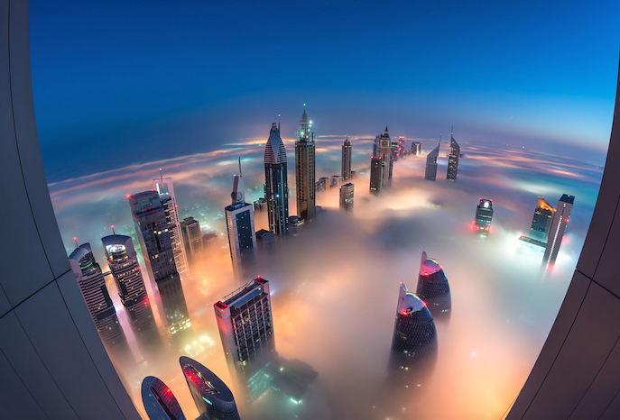 Fog Over Dubai Buildings Photography_0