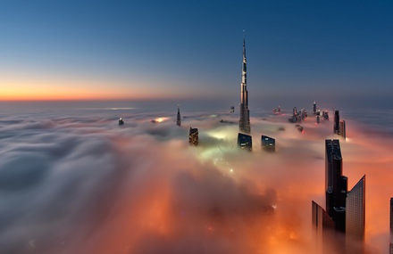 Fog Over Dubai Buildings Photography