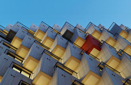 Housing Block with Hundred Cubes Balconies