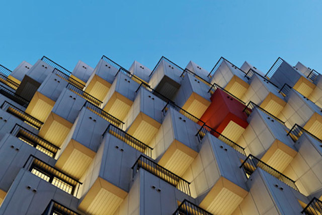 Housing Block with Hundred Cubes Facade-1