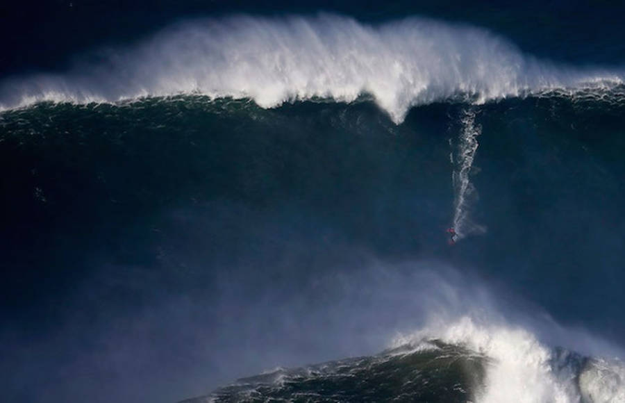 Surfing on Big Waves in Portugal