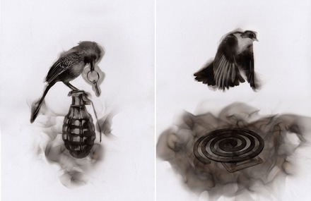 Birds Fire Paintings by Steven Spazuk