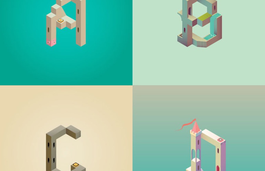 Alphabet Inspired by Monument Valley