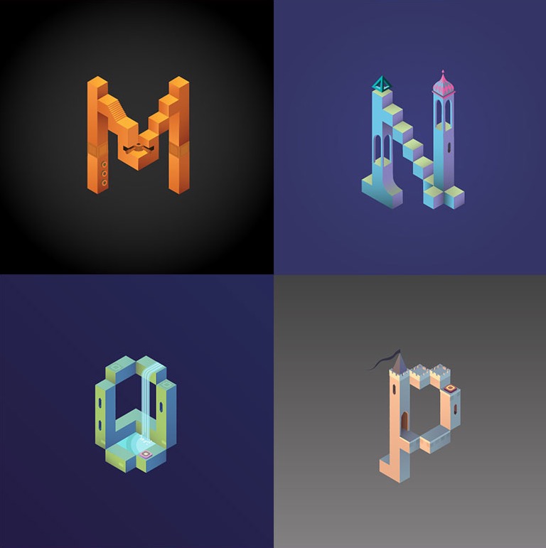 Alphabet Inspired by Monument Valley_3