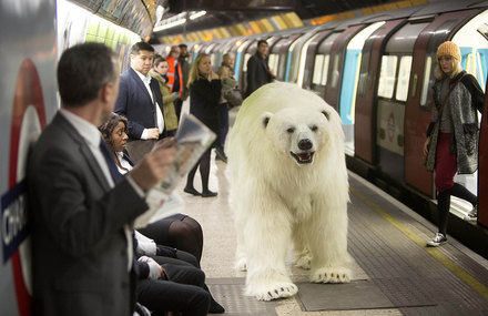 Animatronic Polar Bear in London Underground