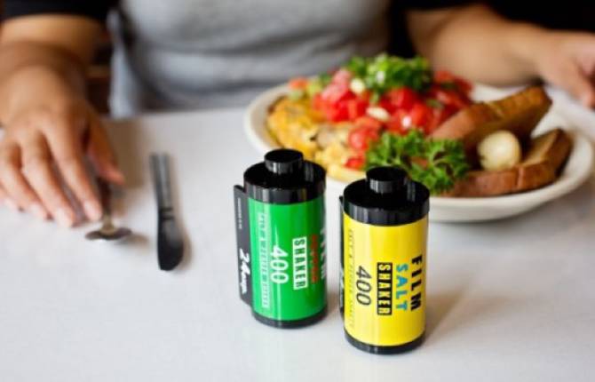 Film Canisters into Salt and Pepper Shakers