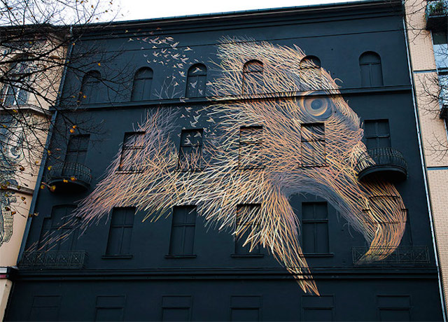 Impressive Eagle Mural on Black Facade-0