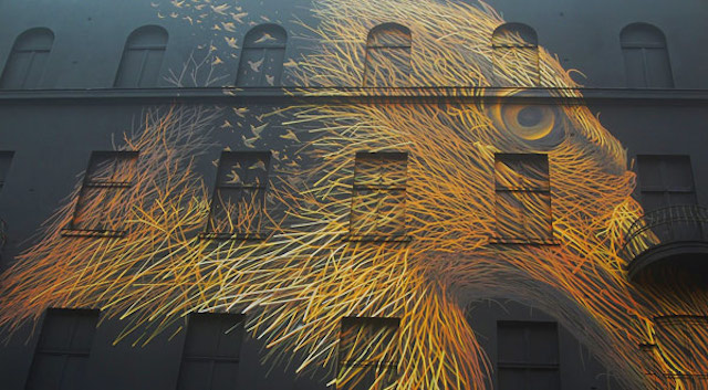 Impressive Eagle Mural on Black Facade-1