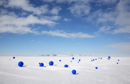Blue Balloons Installation in Antarctica