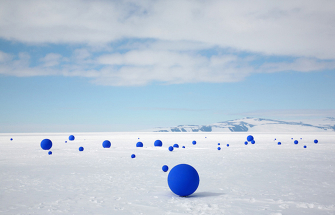 Blue Balloons Installation in Antarctica
