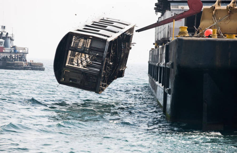 Subway Cars Dumped into The Atlantic Ocean