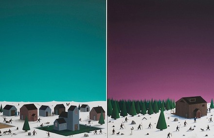 Tiny Snowy Villages Paintings