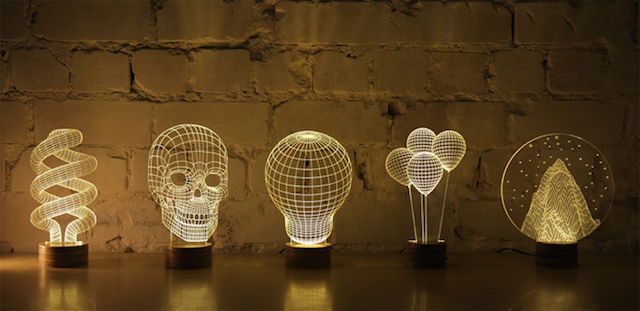 3D Optical Illusion of 2D Lamps by Studio Cheha