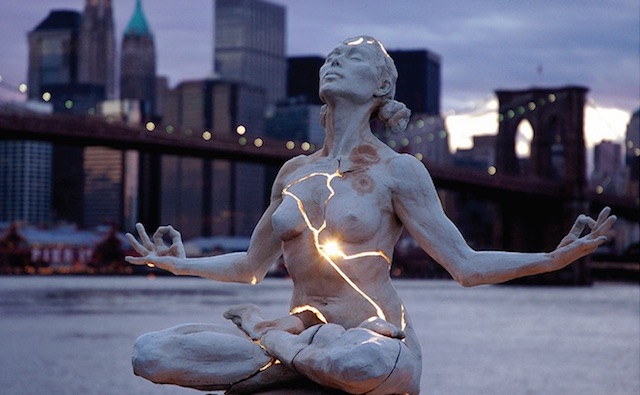 Cracked Light Woman Sculpture -0