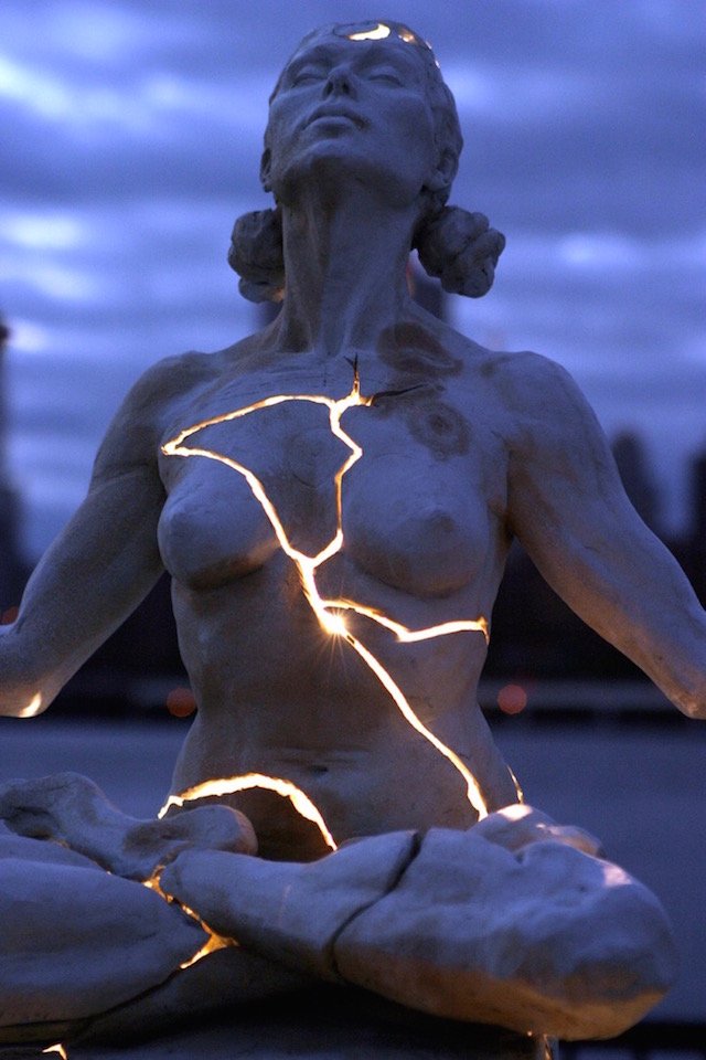 Cracked Light Woman Sculpture -4