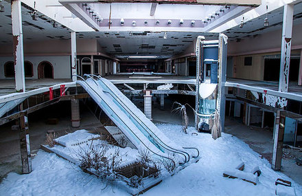 Deserted Mall Covered In Snow