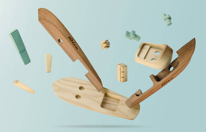 Miniature Wooden Toy Boats