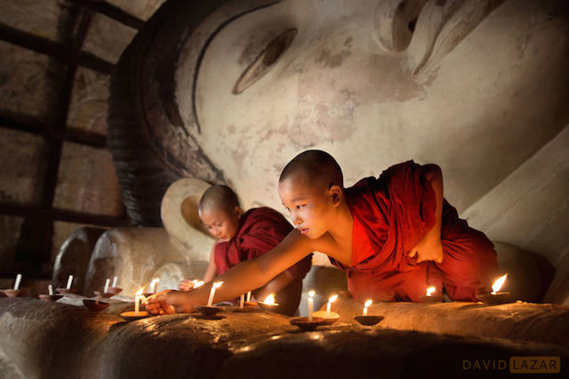 Monks Lighting Candles, Bagan