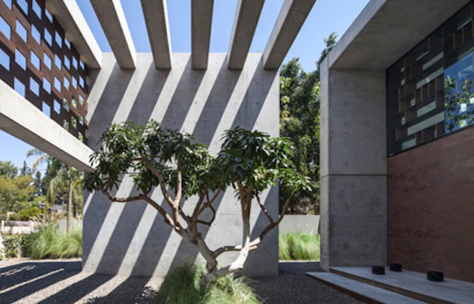 Shadow House with Perforated Screens