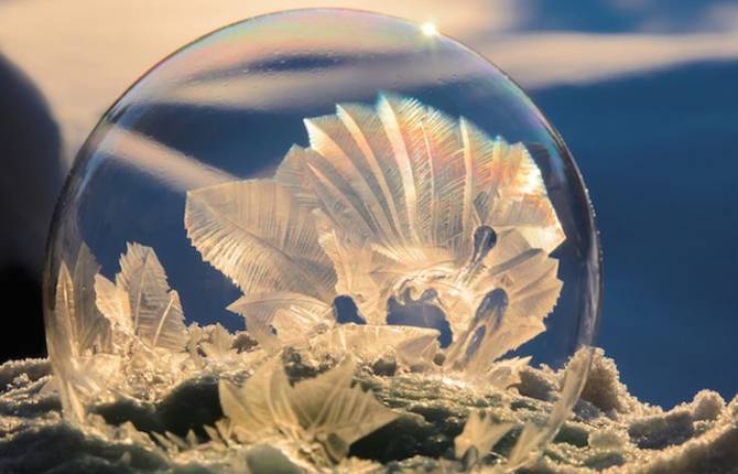 Frozen Bubble Ice Crystals