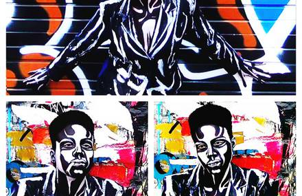 A Real Person Transformed into 2D Graffiti Stencil Art