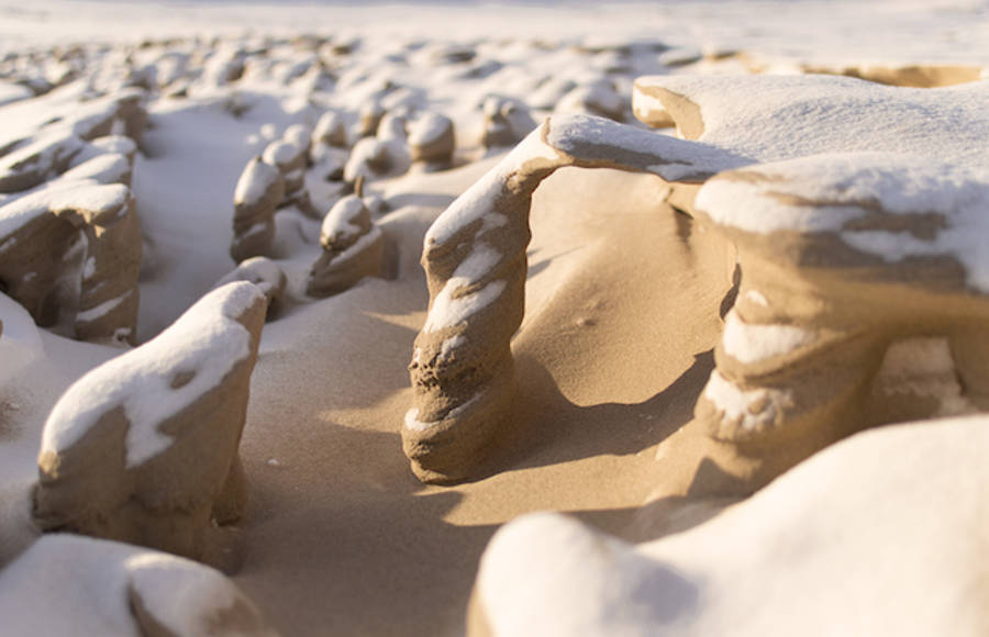 Ice Sand Sculptures in Michigan Lake