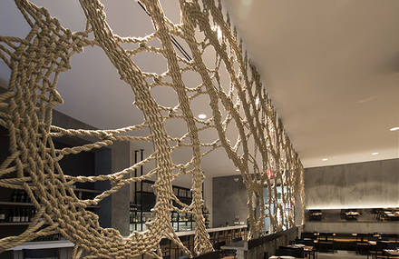 Handmade Rope Screen by Mantzalin for a New York Restaurant