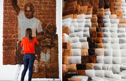 Portrait Made with Tea Bags