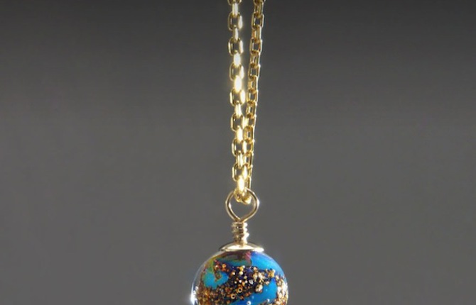 Glass Planets Necklaces Filled by the Ashes of Lost Ones