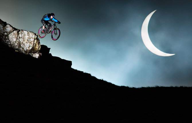 Danny MacAskill in Front of a Solar Eclipse