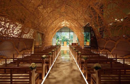 Wedding Chapel Made with 100 Carved Wood Panels