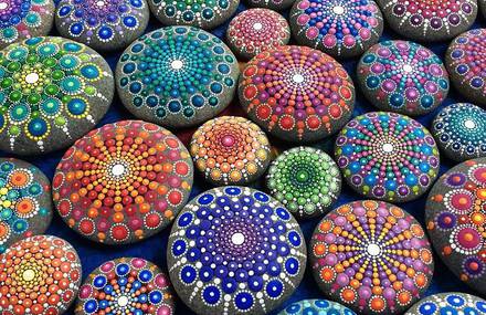 Ocean Stones Covered in Colorful Tiny Dots