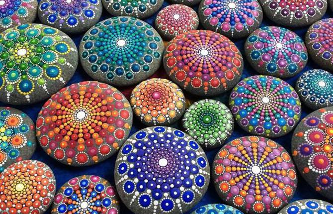 Ocean Stones Covered in Colorful Tiny Dots