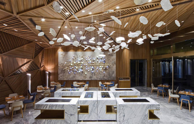 Amazing Asian Restaurant with Marble and Suspensions