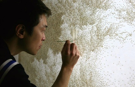 Pointillism Images by Incense Sticks