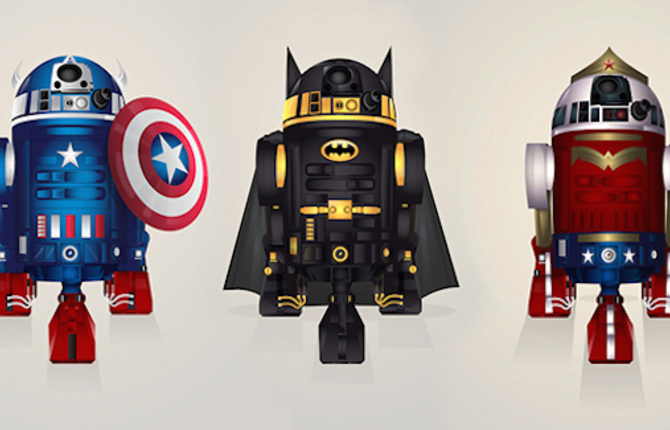 R2-D2 Star Wars Mashups with Superheroes Characters