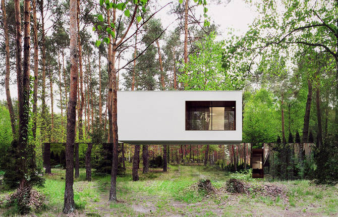 Reflective Home with Mirrored Facades