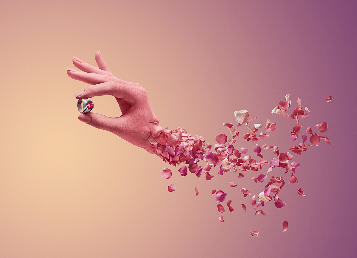 Woman Arm With Flower Petals_0