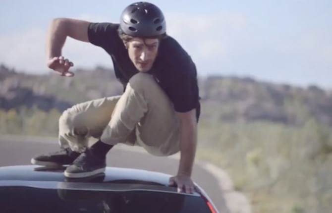 Long Skate Rider on a Car