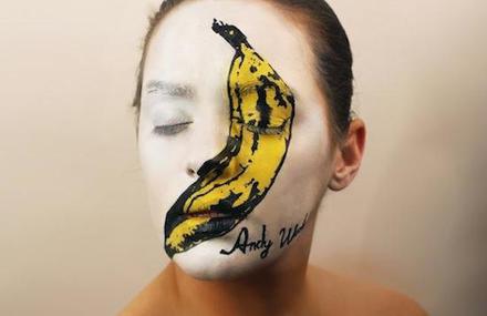 Painted Faces Showing Famous Album Covers