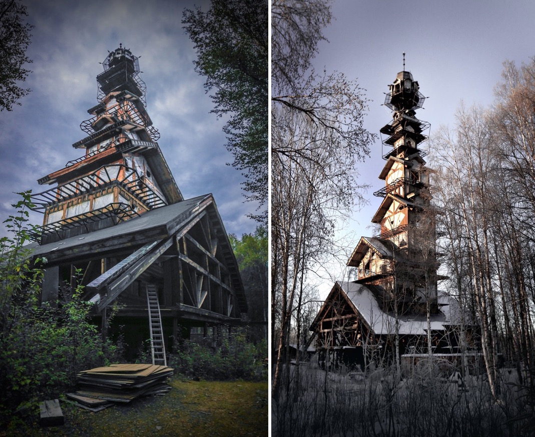 Abandonned Towers Over Alaskan Forest_0