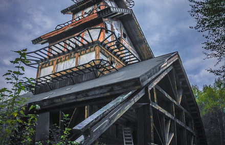 Abandonned Towers Over Alaskan Forest