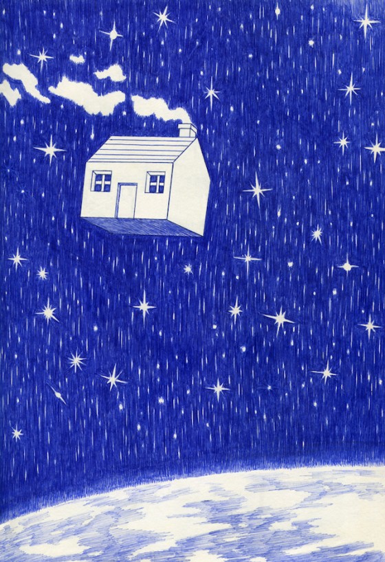 Blue ballpoint pen drawing Clearance