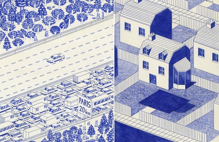 Blue Ballpoint Pen Drawings