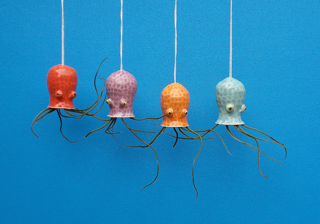 Ceramic Cephalopod and Jellyfish Air Plant Holders-2