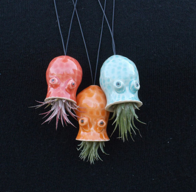 Ceramic Cephalopod and Jellyfish Air Plant Holders-2