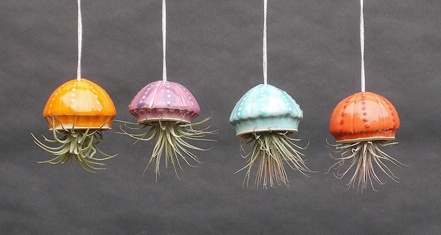 Ceramic Cephalopod and Jellyfish Air Plant Holders-3