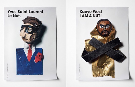 Famous Figures Made with Nuts and Adhesive Tape