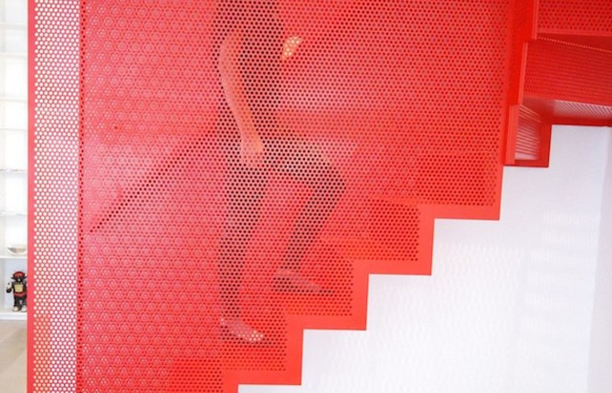 Hanging Red Stairs in London House